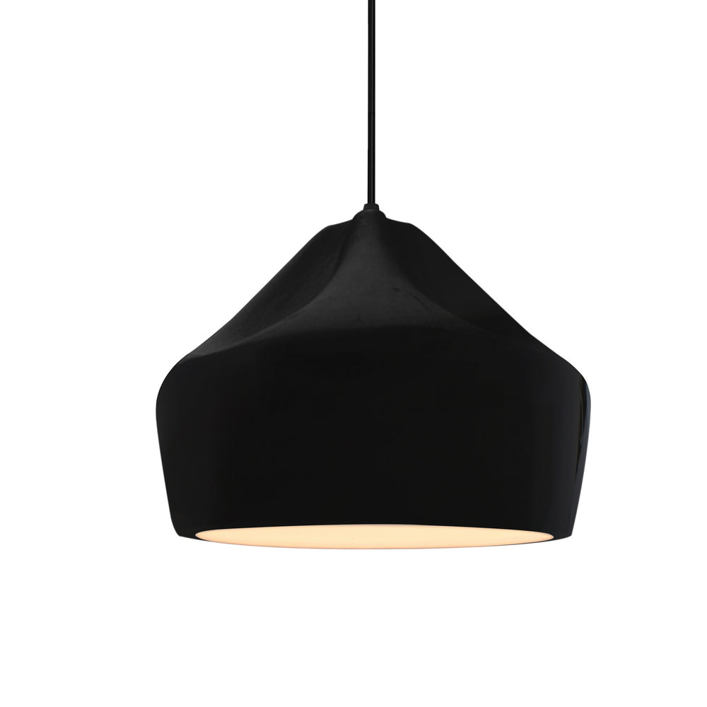 Justice Designs - CER-6590-BKMT-MBLK-BKCD - One Light Pendant - Radiance Collection - Matte Black