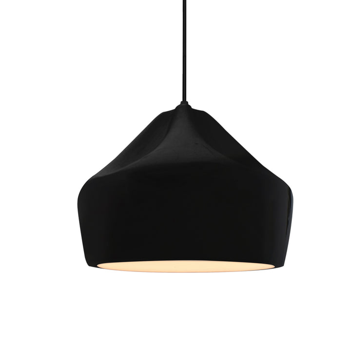 Justice Designs - CER-6590-BKMT-MBLK-BKCD - One Light Pendant - Radiance Collection - Matte Black