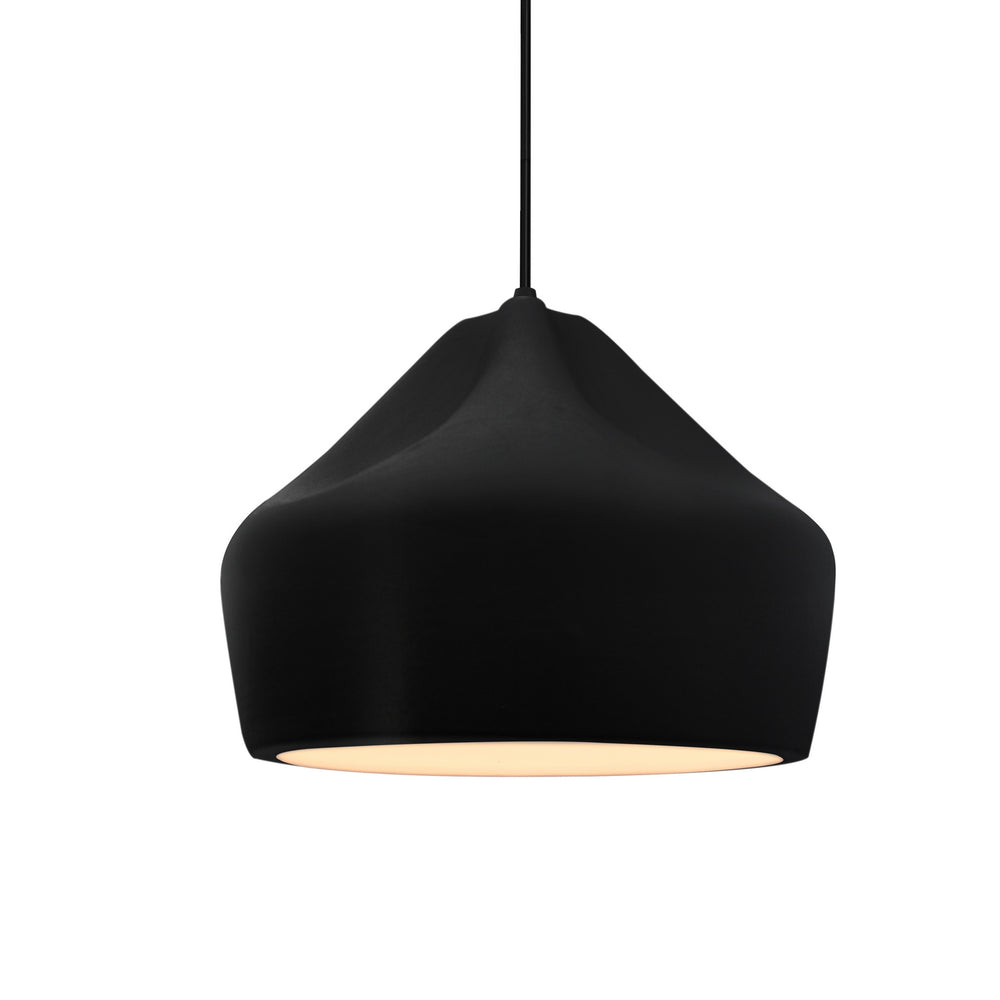 Justice Designs - CER-6590-CRB-MBLK-BKCD - One Light Pendant - Radiance Collection - Matte Black