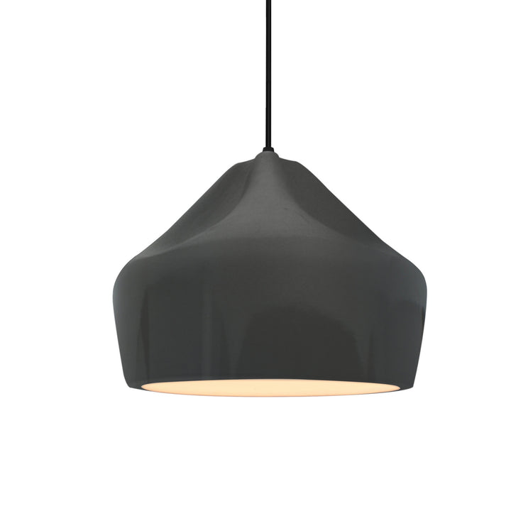 Justice Designs - CER-6590-GRY-MBLK-BKCD - One Light Pendant - Radiance Collection - Matte Black