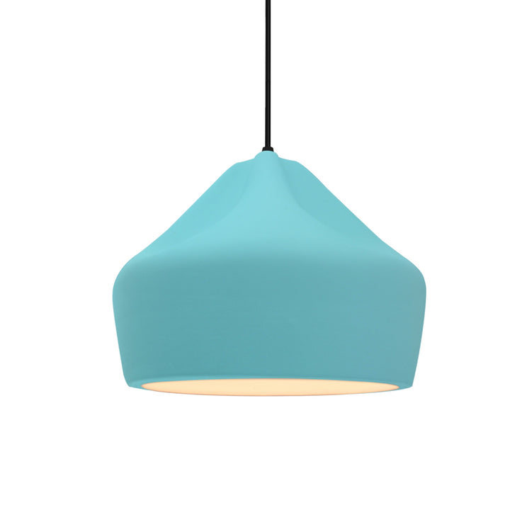 Justice Designs - CER-6590-RFPL-MBLK-BKCD - One Light Pendant - Radiance Collection - Matte Black