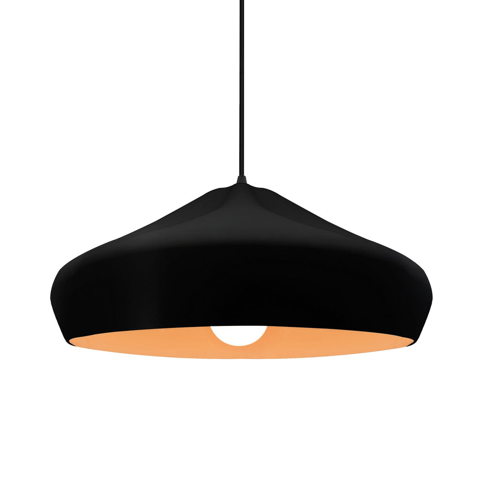 Justice Designs - CER-6595-CRB-MBLK-BKCD - One Light Pendant - Radiance Collection - Matte Black