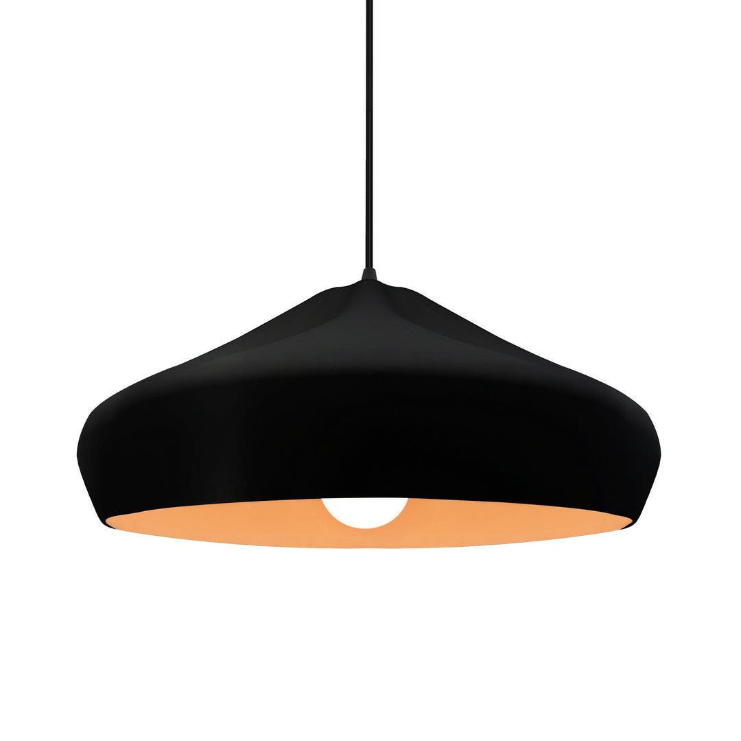 Justice Designs - CER-6595-CRB-MBLK-BKCD - One Light Pendant - Radiance Collection - Matte Black