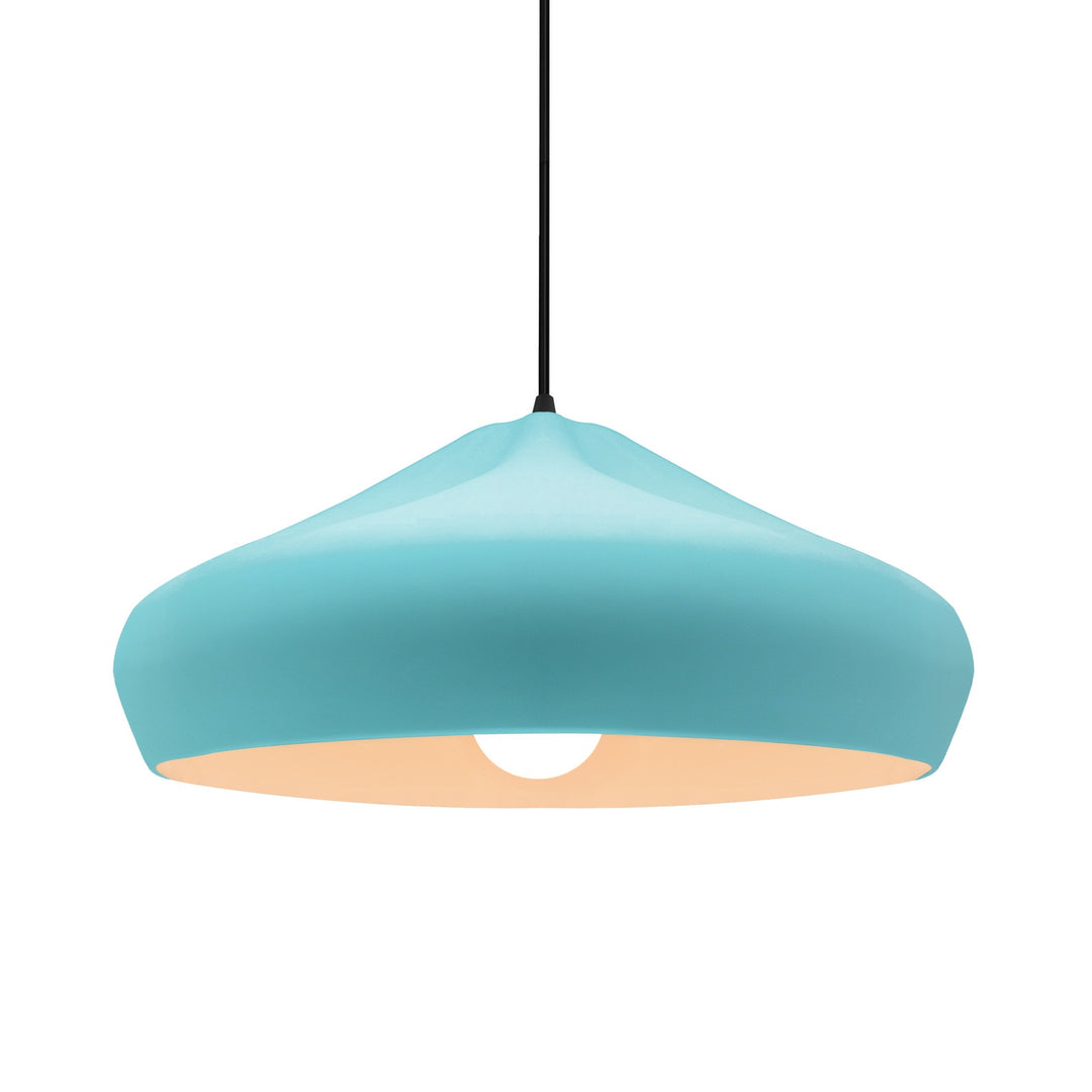 Justice Designs - CER-6595-RFPL-MBLK-BKCD - One Light Pendant - Radiance Collection - Matte Black