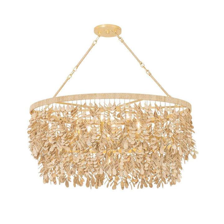 Naxos Nine Light Linear Pendant in Vintage Gold Leaf Corbett Lighting Canada