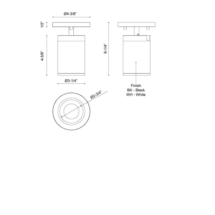 Kuzco Canada - LD3-SA04W10-3036-BK-UNV-010 - LED Ceiling Mount - Lorna - Black