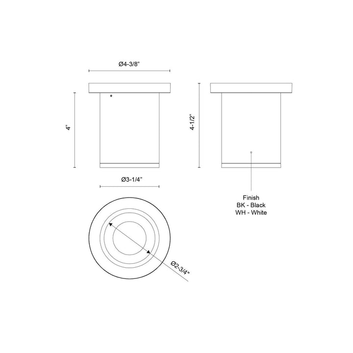 Kuzco Canada - LD3-SM04W10-3036-BK-UNV-010 - LED Ceiling Mount - Lorna - Black