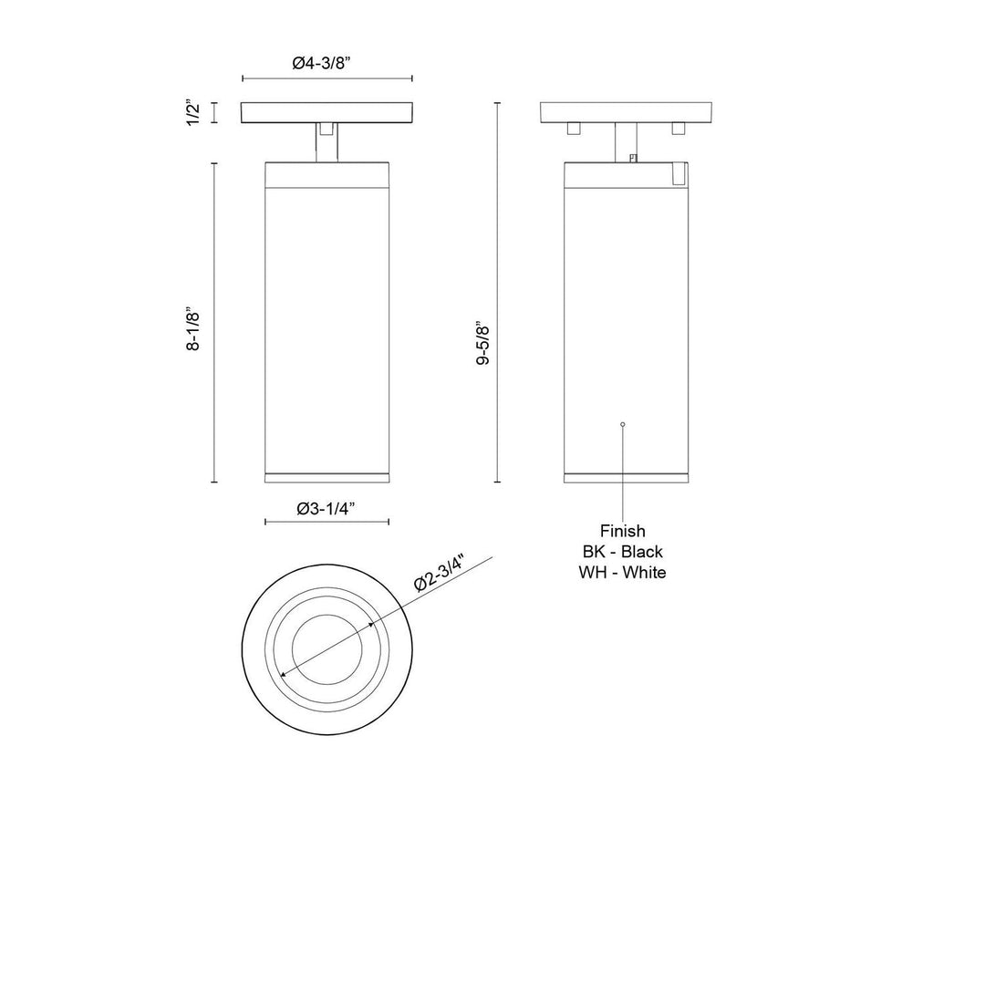 Kuzco Canada - LD3-SA08W14-3036-BK-UNV-010 - LED Ceiling Mount - Lorna - Black