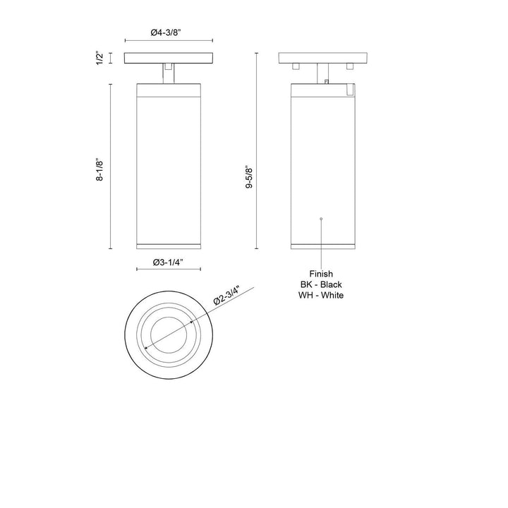 Kuzco Canada - LD3-SA08W14-3036-BK-UNV-010 - LED Ceiling Mount - Lorna - Black