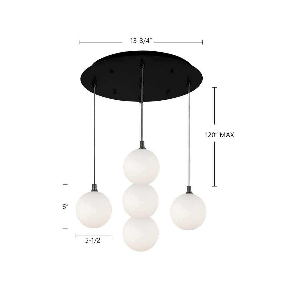 Kuzco Canada - MP3106BKOP-05 - LED Pendant - Bolla - Black/Opal Glass