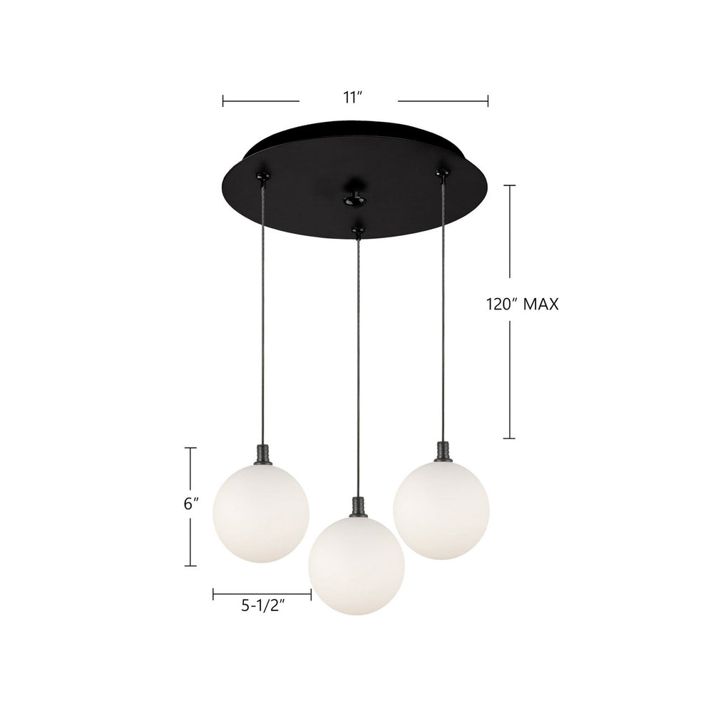 Kuzco Canada - MP3106BKOP-03 - LED Pendant - Bolla - Black/Opal Glass
