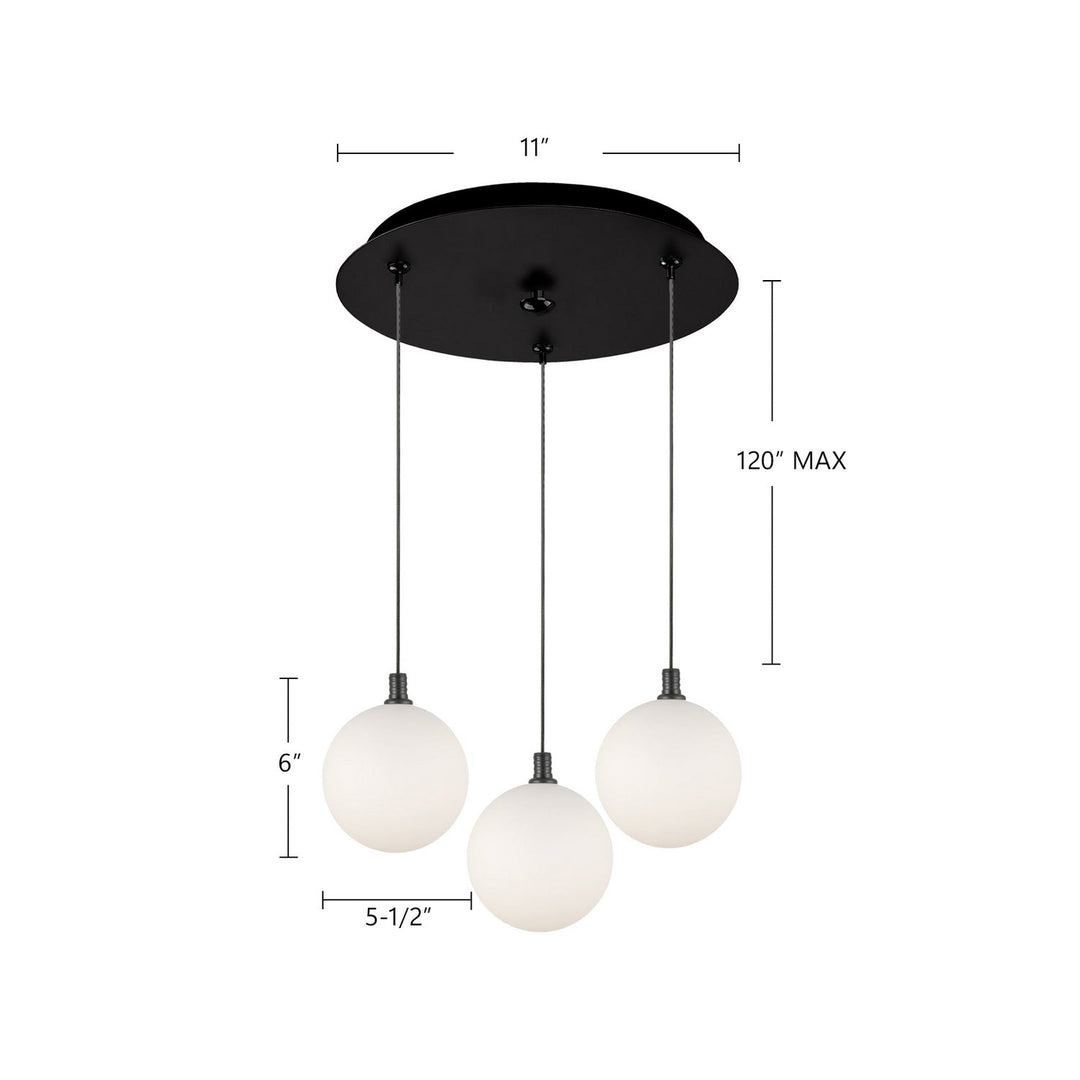 Kuzco Canada - MP3106BKOP-03 - LED Pendant - Bolla - Black/Opal Glass