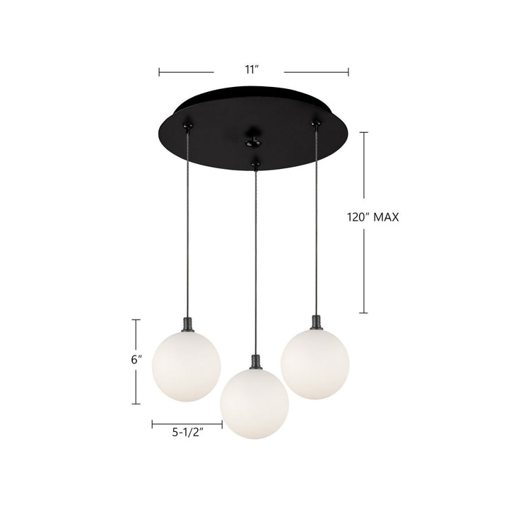 Kuzco Canada - MP3106BKOP-03 - LED Pendant - Bolla - Black/Opal Glass