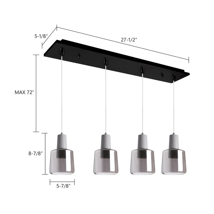 Kuzco Canada - MP12506BKSM-04 - LED Pendant - Samson - Black/Smoked Glass