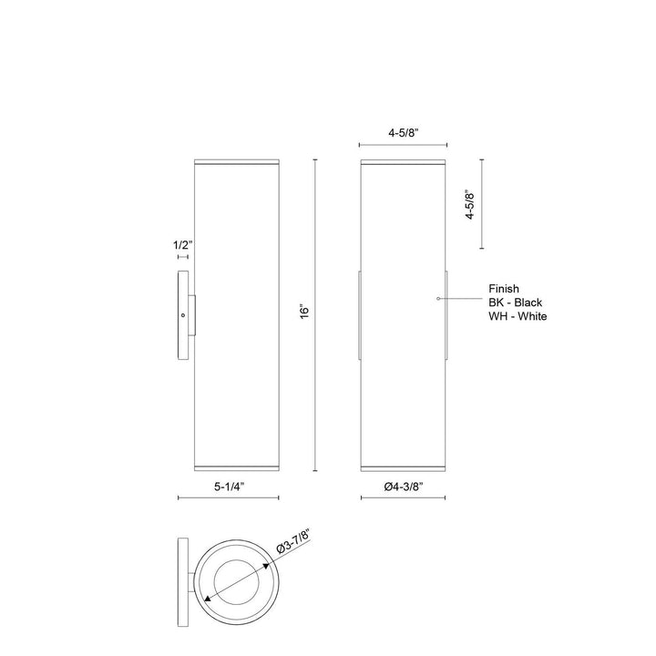 Kuzco Canada - LD4-UD16W40-3036-WH-UNV-010 - LED Wall Sconce - Lorna - White