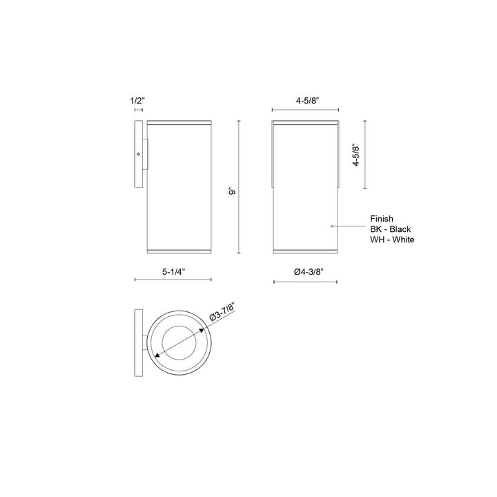 Kuzco Canada - LD4-WS09W20-3036-BK-UNV-010 - LED Outdoor Wall Sconce - Lorna - Black