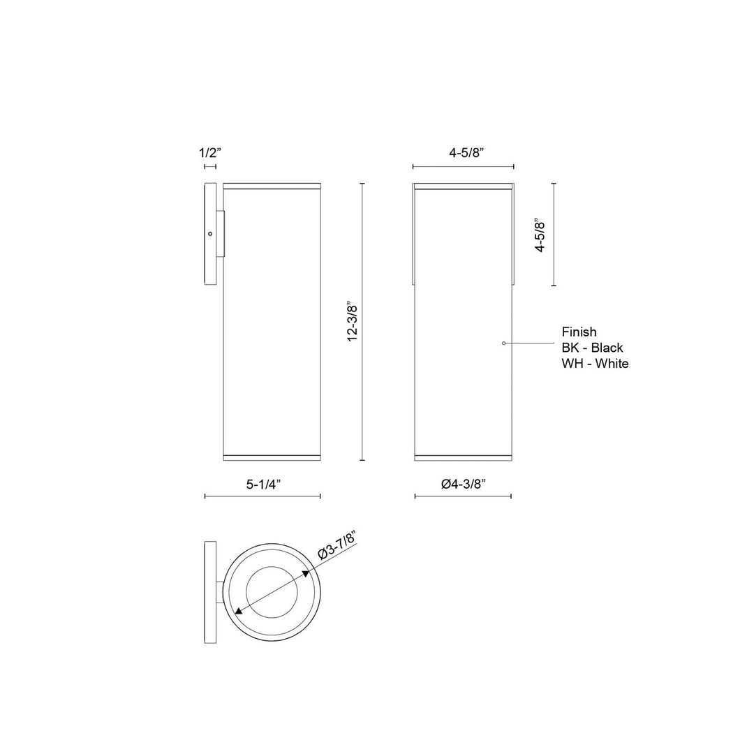 Kuzco Canada - LD4-WS12W24-3036-BK-UNV-010 - LED Outdoor Wall Sconce - Lorna - Black