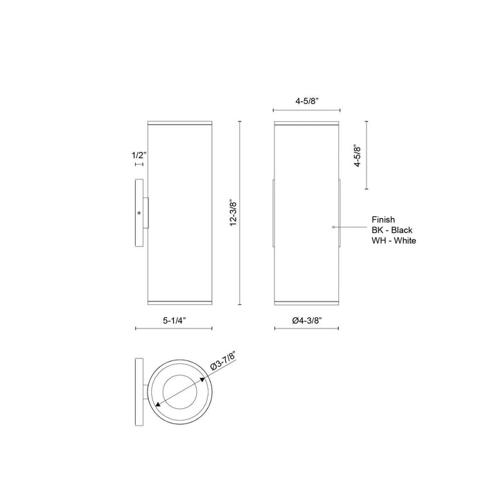 Kuzco Canada - LD4-UD12W36-3036-BK-UNV-010 - LED Wall Sconce - Lorna - Black