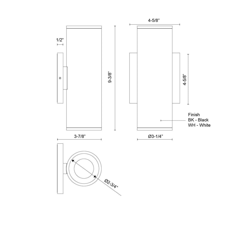 Kuzco Canada - LD3-UD09W20-3036-WH-UNV-010 - LED Wall Sconce - Lorna - White