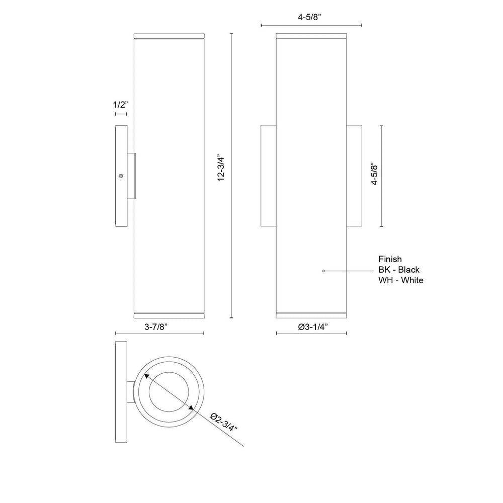 Kuzco Canada - LD3-UD12W24-3036-WH-UNV-010 - LED Wall Sconce - Lorna - White