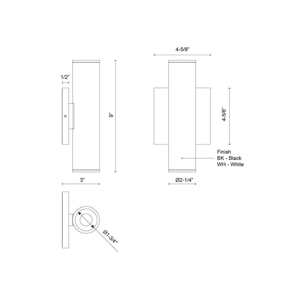Kuzco Canada - LD2-UD09W14-3036-WH-UNV-010 - LED Wall Sconce - Lorna - White