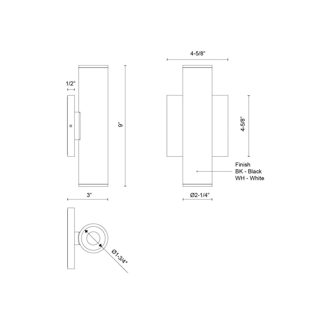 Kuzco Canada - LD2-UD09W14-3036-BK-UNV-010 - LED Wall Sconce - Lorna - Black