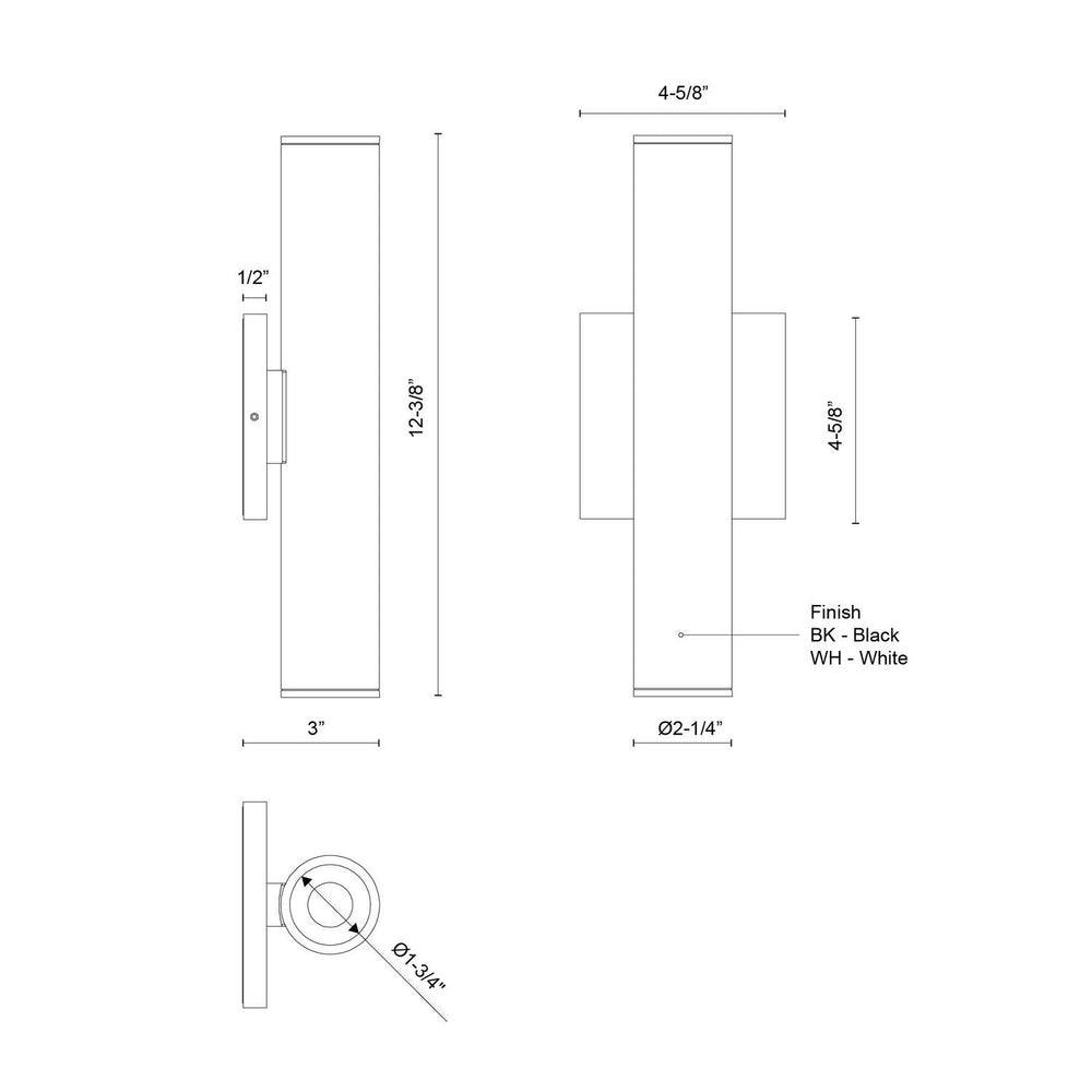 Kuzco Canada - LD2-UD12W20-3036-WH-UNV-010 - LED Wall Sconce - Lorna - White