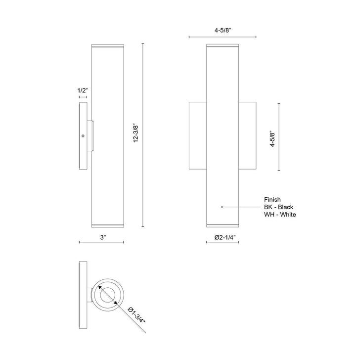 Kuzco Canada - LD2-UD12W20-3036-WH-UNV-010 - LED Wall Sconce - Lorna - White