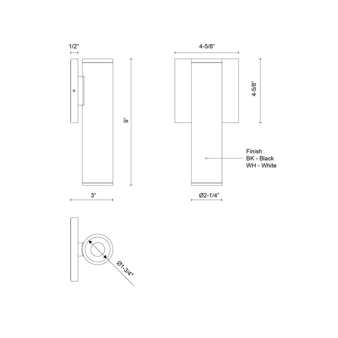 Kuzco Canada - LD2-WS09W10-3036-BK-UNV-010 - LED Outdoor Wall Sconce - Lorna - Black
