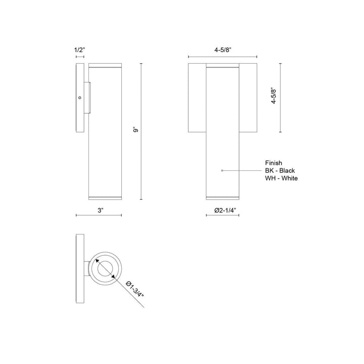 Kuzco Canada - LD2-WS09W10-3036-BK-UNV-010 - LED Outdoor Wall Sconce - Lorna - Black
