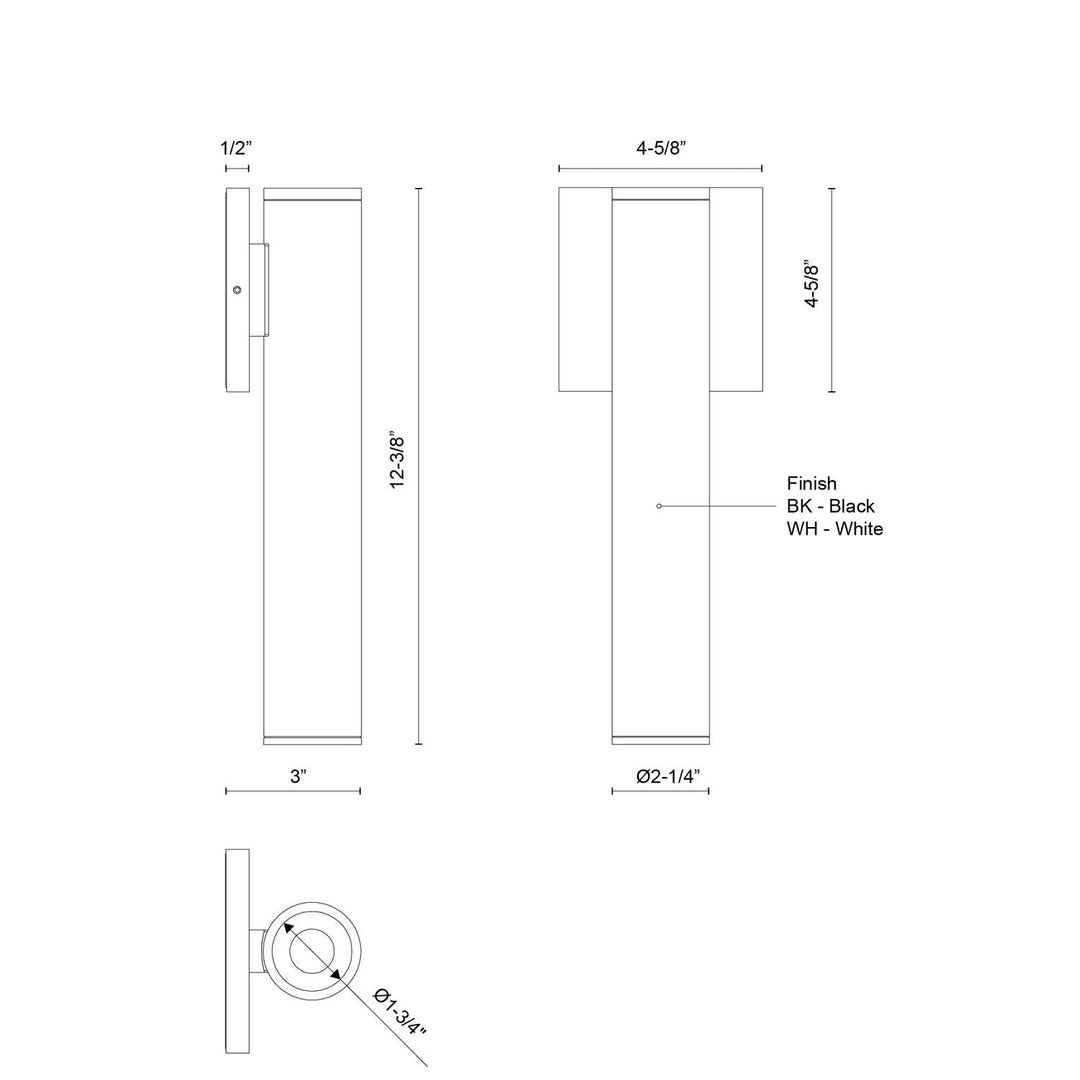 Kuzco Canada - LD2-WS12W12-3036-BK-UNV-010 - LED Outdoor Wall Sconce - Lorna - Black