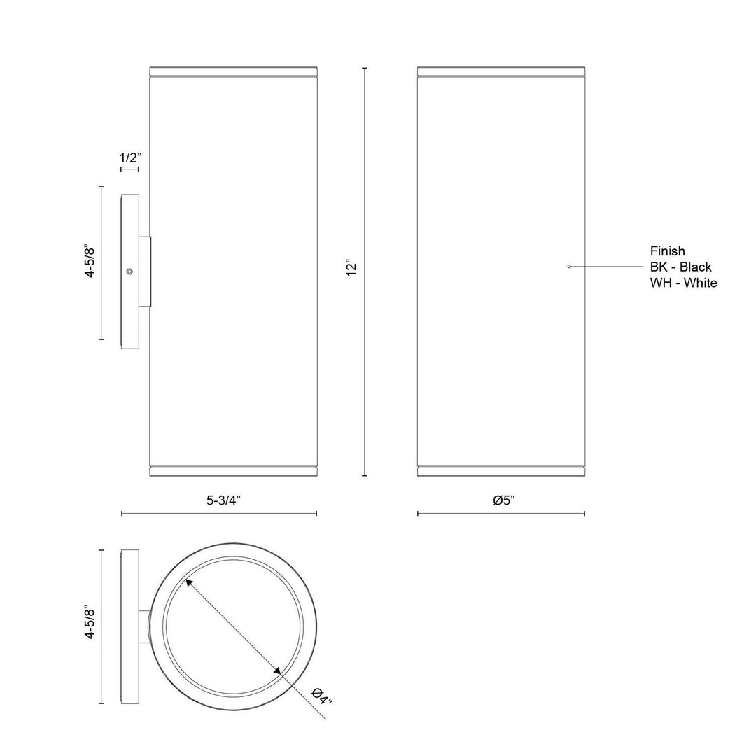 Kuzco Canada - EW265212-BK - LED Outdoor Wall Sconce - Nordic - Black