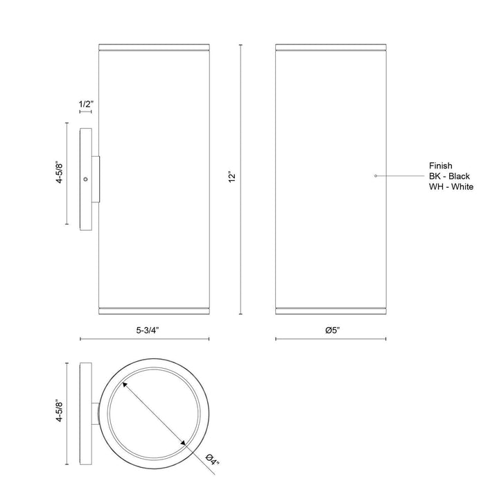 Kuzco Canada - EW265212-BK - LED Outdoor Wall Sconce - Nordic - Black