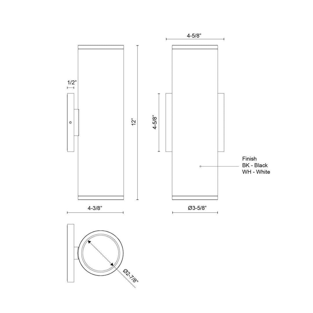 Kuzco Canada - EW264212-BK - LED Outdoor Wall Sconce - Nordic - Black