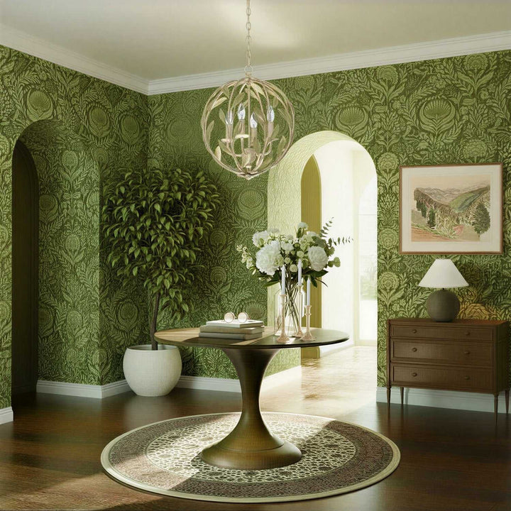 Crystorama - 504-CT - Four Light Chandelier - Broche - Champagne Green Tea