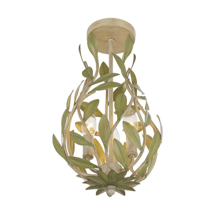 Crystorama - 565-CT_CEILING - Three Light Semi Flush Mount - Broche - Champagne Green Tea