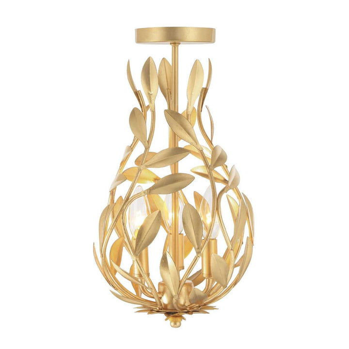 Crystorama - 565-GA_CEILING - Three Light Semi Flush Mount - Broche - Antique Gold