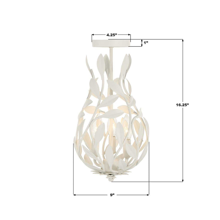 Crystorama - 565-MT_CEILING - Three Light Semi Flush Mount - Broche - Matte White
