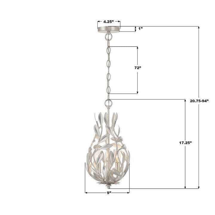 Crystorama - 565-SA - Three Light Chandelier - Broche - Antique Silver