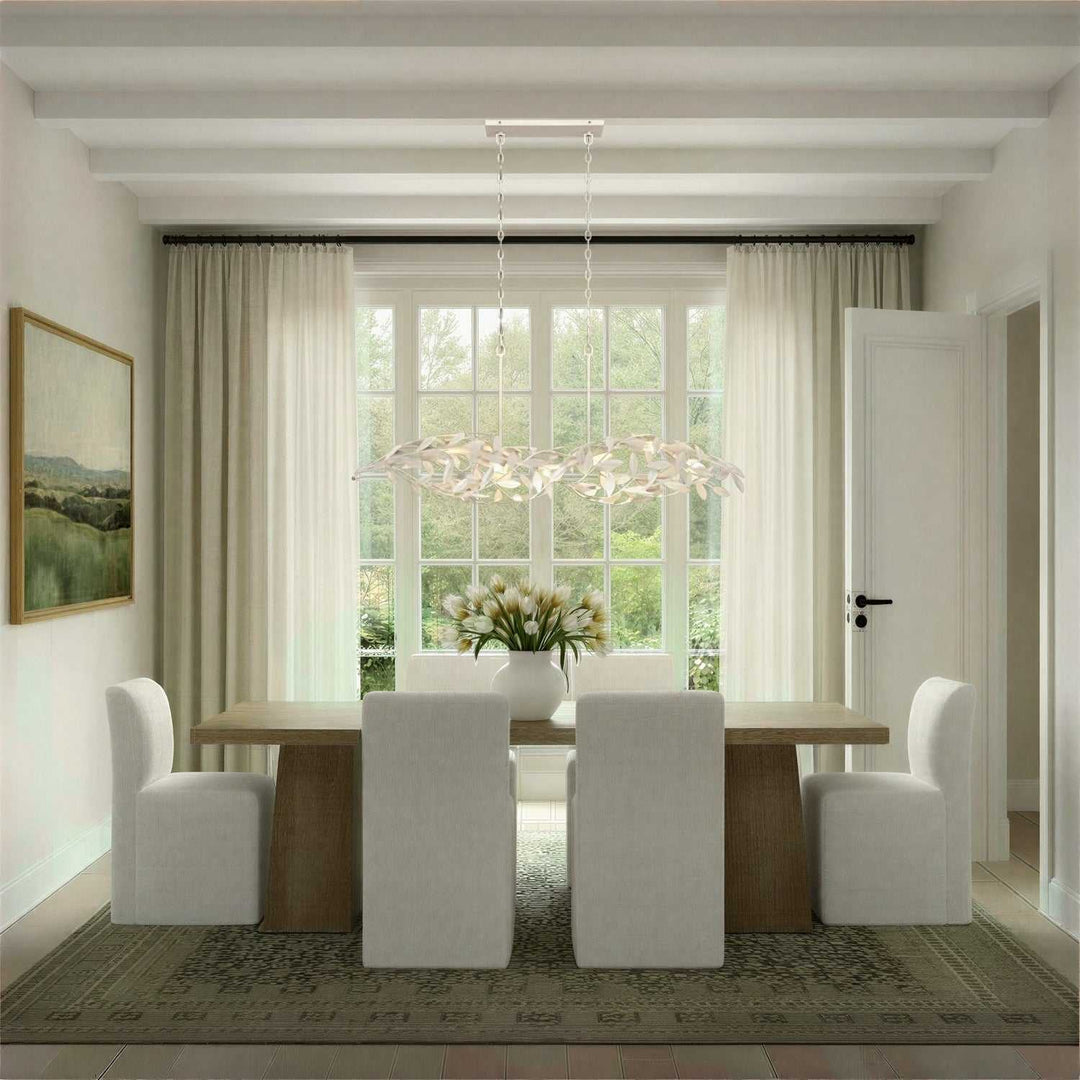 Crystorama - 567-MT - Six Light Linear Chandelier - Broche - Matte White