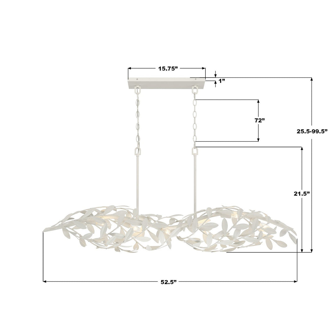 Crystorama - 567-MT - Six Light Linear Chandelier - Broche - Matte White