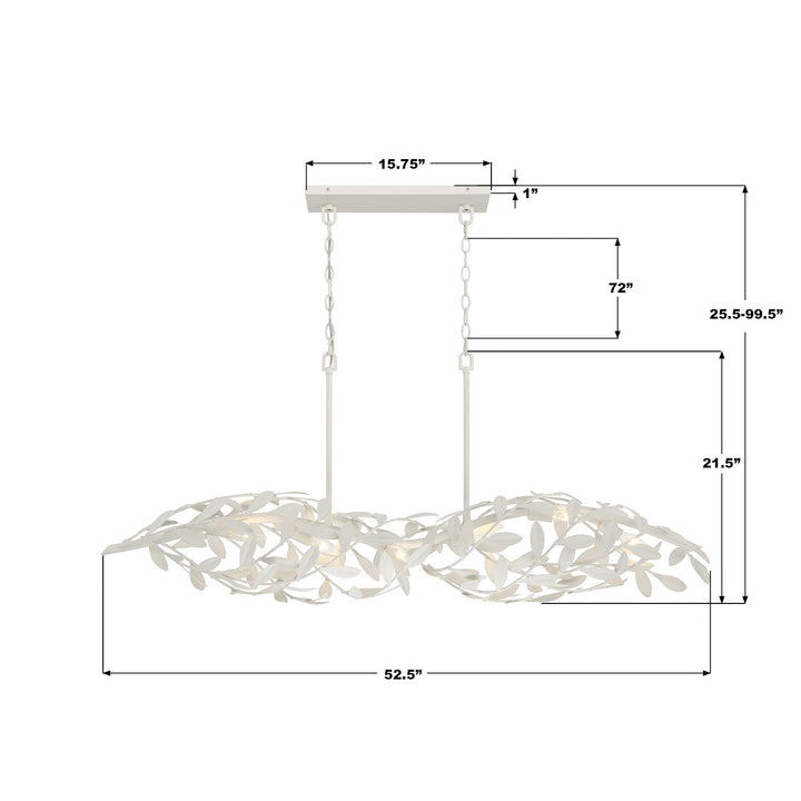 Crystorama - 567-MT - Six Light Linear Chandelier - Broche - Matte White