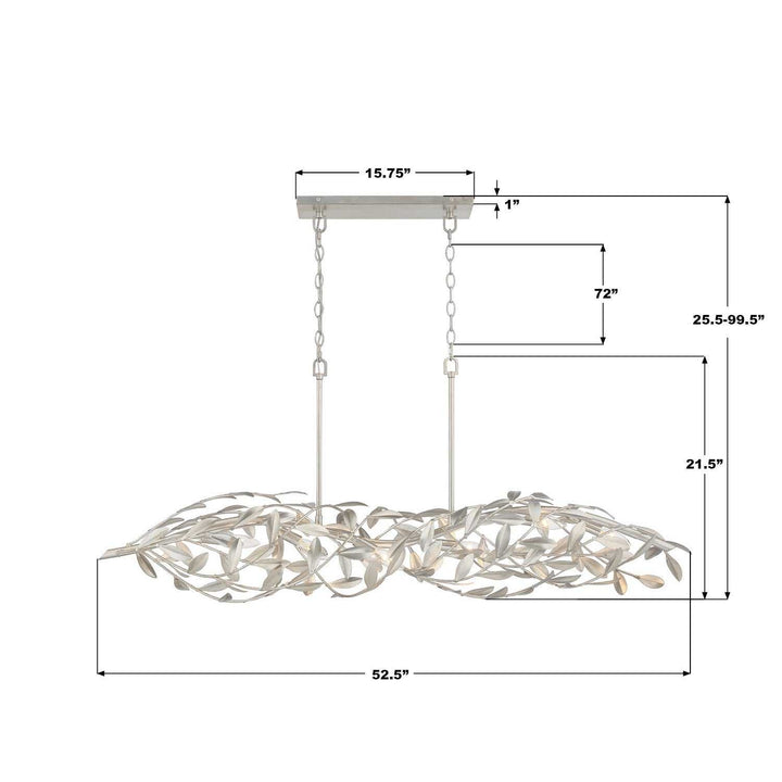 Crystorama - 567-SA - Six Light Linear Chandelier - Broche - Antique Silver