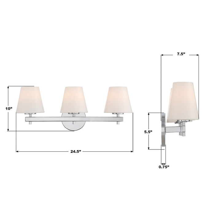 Crystorama - COL-203-CH - Three Light Bath - Colton - Polished Chrome