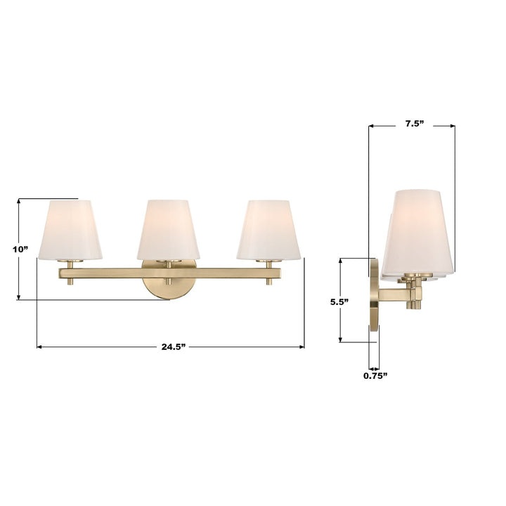 Crystorama - COL-203-VG - Three Light Bath - Colton - Vibrant Gold