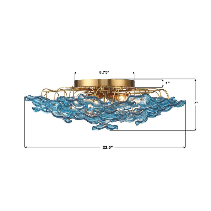 Crystorama - ESM-4000-AG-BL - Six Light Semi Flush Mount - Esme - Aged Brass