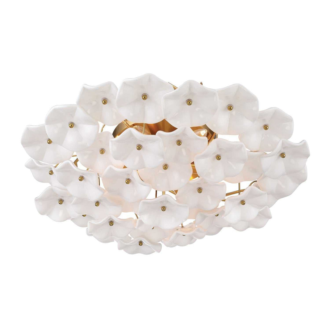 Crystorama - ESM-4000-AG-WH - Six Light Semi Flush Mount - Esme - Aged Brass