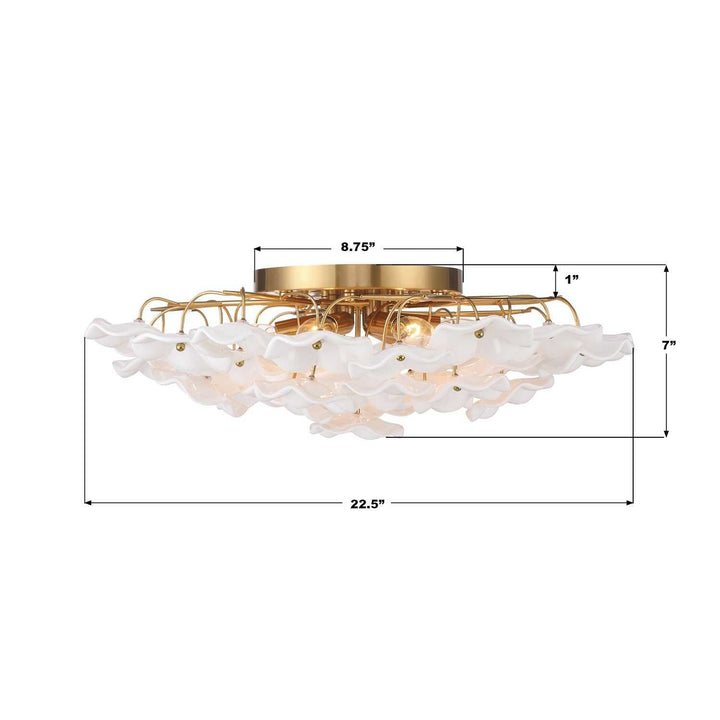Crystorama - ESM-4000-AG-WH - Six Light Semi Flush Mount - Esme - Aged Brass
