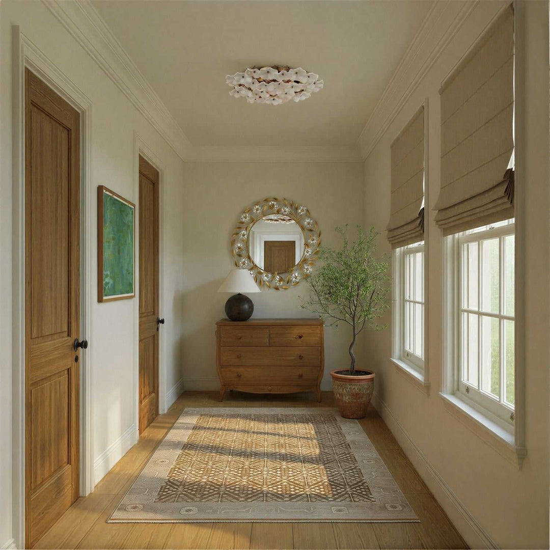Crystorama - ESM-4000-AG-WH - Six Light Semi Flush Mount - Esme - Aged Brass