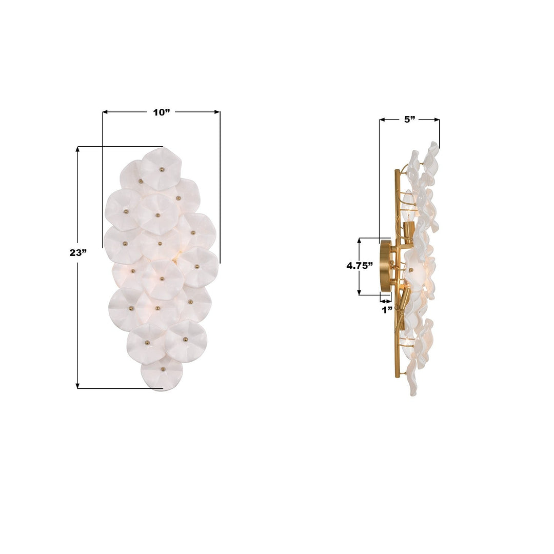 Crystorama - ESM-4001-AG-WH - Four Light Wall Sconce - Esme - Aged Brass